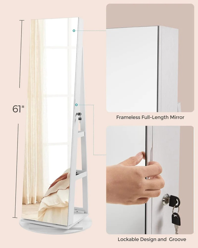 🔥 3-in-1 Mirror with Shelf & Jewelry Organizer – Style, Storage & Perfect Lighting